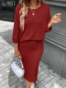 Conjunto de Remera y Falda Tubo con Textura de Punto
