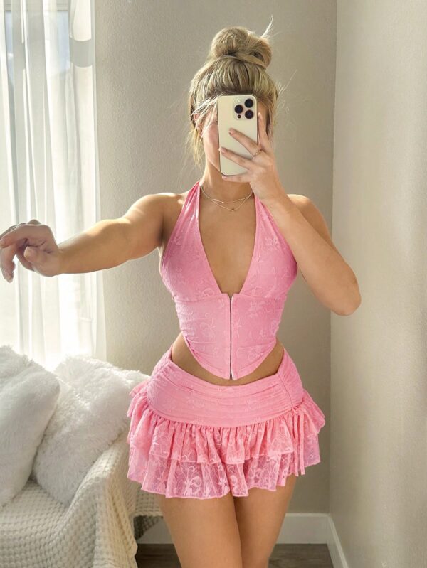 Set de Top Halter y Falda Estampado Leopardo - Image 9