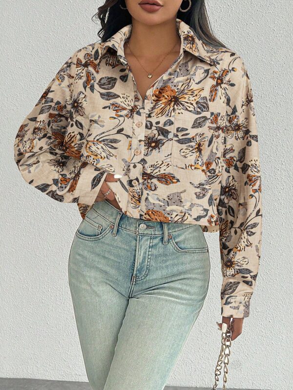 Camisa Casual Manga Larga con Bolsillo y Hombros Caídos - Image 91