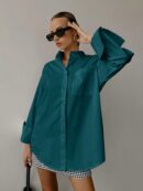 Camisa Relajada Manga Larga para Negocios y Casual