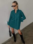 Camisa Relajada Manga Larga para Negocios y Casual
