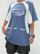 Remera Oversize Deportiva con Estampado de Bloques de Colores