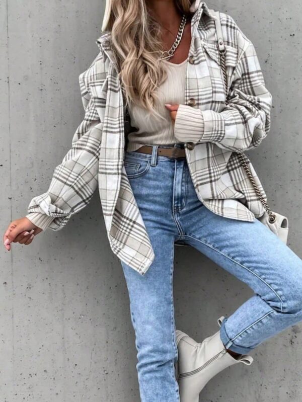Camisa Chaqueta Liviana a Cuadros con Capucha para Primavera y Otoño - Image 6