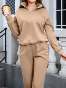 Conjunto de Sudadera y Pantalón con Cierre y Hombros Caídos
