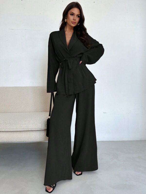 Set Elegante y Casual de Shacket y Pantalón con Cinturón