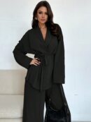 Set Elegante y Casual de Shacket y Pantalón con Cinturón