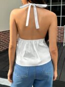 Top de Mujer con Lazada Halter y Espalda Descubierta en Color Sólido