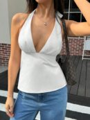 Top de Mujer con Lazada Halter y Espalda Descubierta en Color Sólido