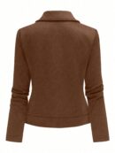Chaqueta Moto Casual con Cierre y Solapa Texturada