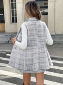 Conjunto Elegante de Chaleco y Falda Tweed a Cuadros