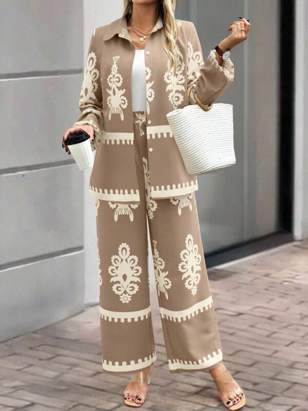 Conjunto Casual de Pantalón y Blusa Manga Larga Estampada - Image 16