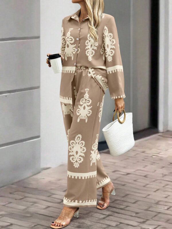 Conjunto Casual de Pantalón y Blusa Manga Larga Estampada - Image 18