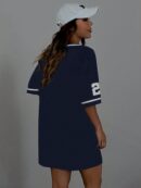 Vestido Casual de Verano con Escote en V y Estampado de Letras y Números
