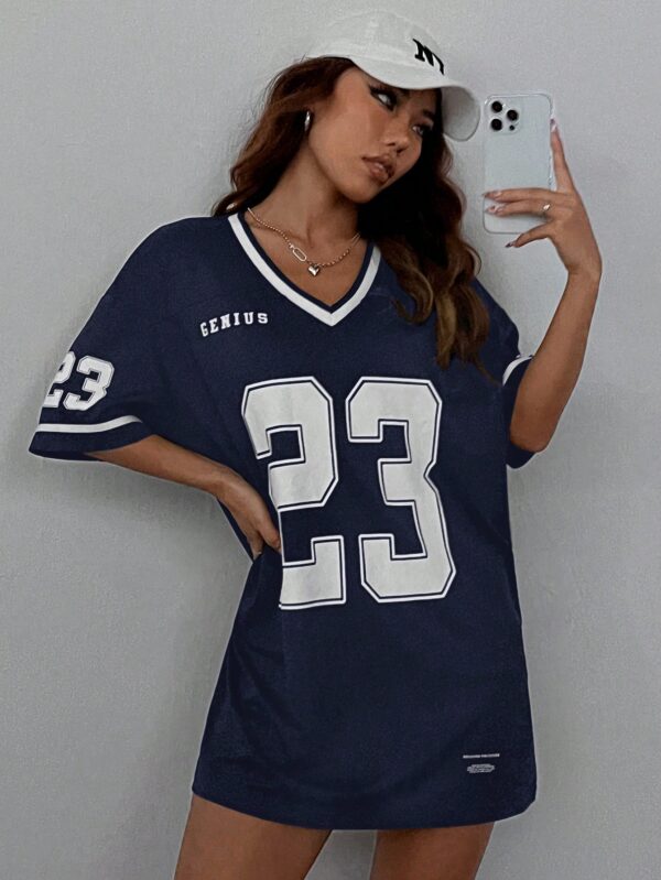 Vestido Casual de Verano con Escote en V y Estampado de Letras y Números - Image 46
