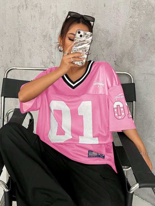 Camiseta Deportiva de Malla con Estampado de Números y Letras - Image 66