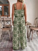 Conjunto Vacacional Boho para Mujer: Top Camisola Crop + Pantalones Largos Estampados