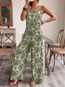Conjunto Vacacional Boho para Mujer: Top Camisola Crop + Pantalones Largos Estampados