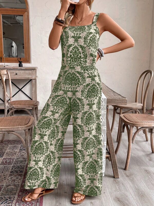Conjunto Vacacional Boho para Mujer: Top Camisola Crop + Pantalones Largos Estampados - Image 3