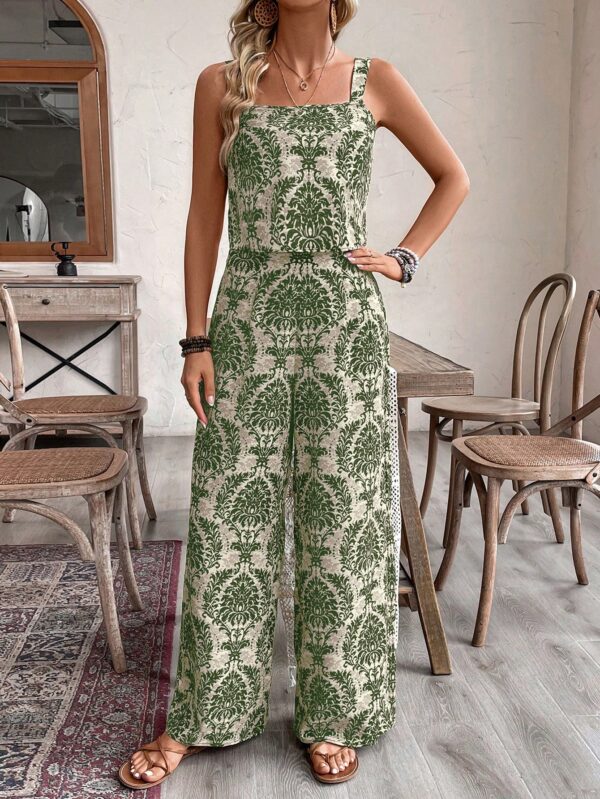 Conjunto Vacacional Boho para Mujer: Top Camisola Crop + Pantalones Largos Estampados - Image 5