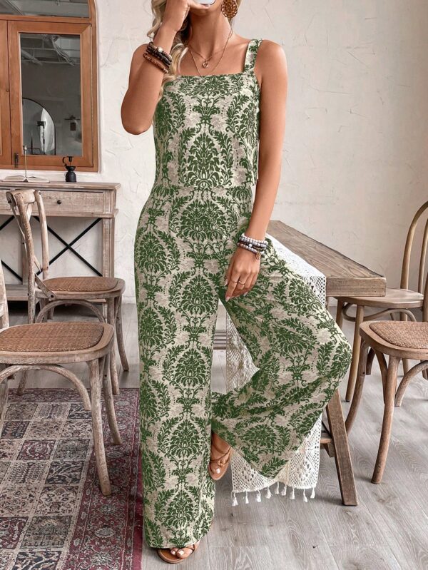 Conjunto Vacacional Boho para Mujer: Top Camisola Crop + Pantalones Largos Estampados - Image 6