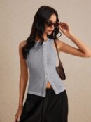 Top de Tanque Estilo Clásico con Botones y Raja Frontal