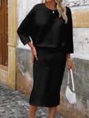Set Casual de Top con Manga Murciélago y Falda Tejidos