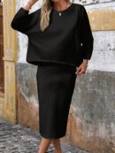 Set Casual de Top con Manga Murciélago y Falda Tejidos