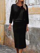 Set Casual de Top con Manga Murciélago y Falda Tejidos