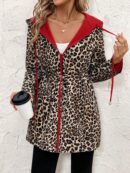 Chaqueta Reversible con Capucha Estampado Leopardo