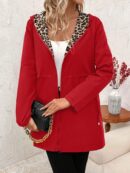 Chaqueta Reversible con Capucha Estampado Leopardo