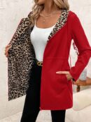 Chaqueta Reversible con Capucha Estampado Leopardo