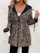 Chaqueta Reversible con Capucha Estampado Leopardo