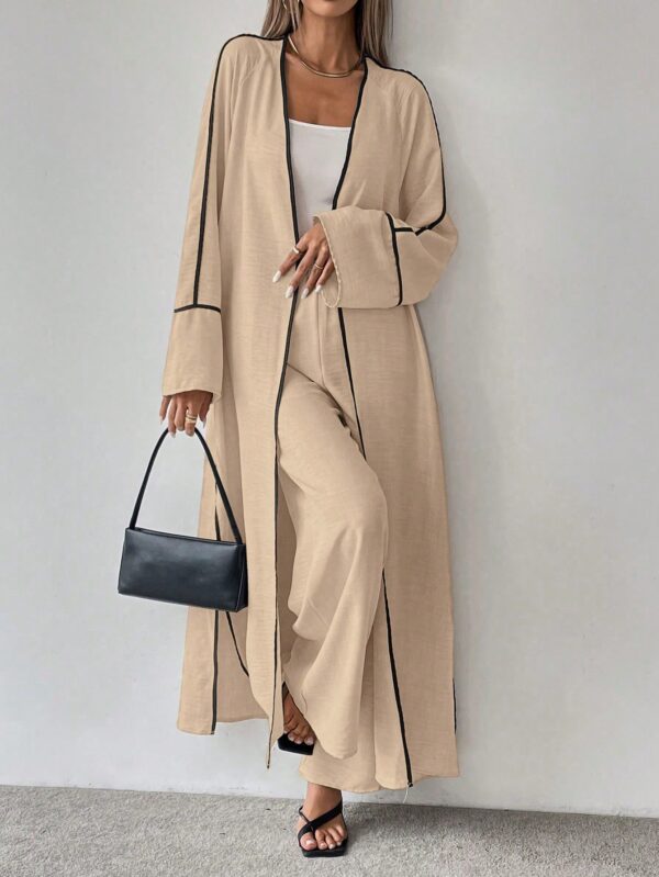 Conjunto de Abrigo Largo y Pantalones Anchos con Contraste - Image 14