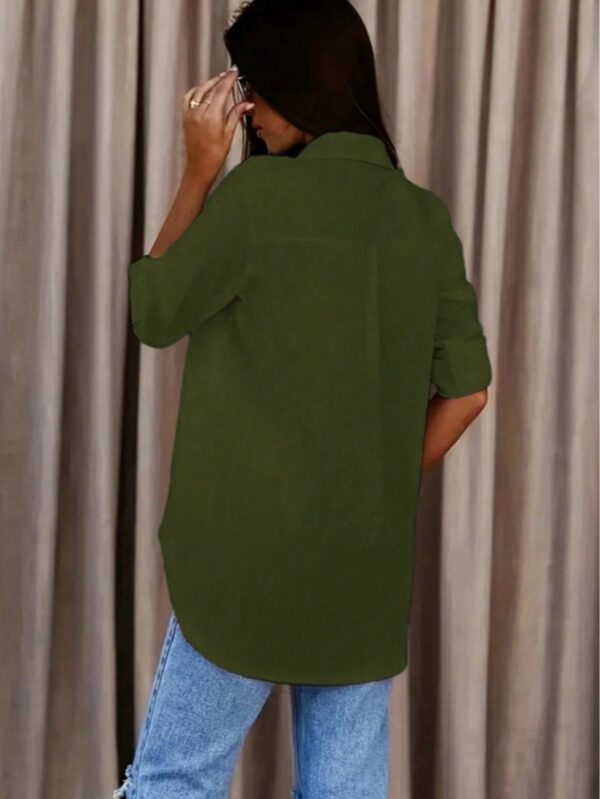 Camisa Casual de Manga Larga con Botones y Cuello en V - Image 20