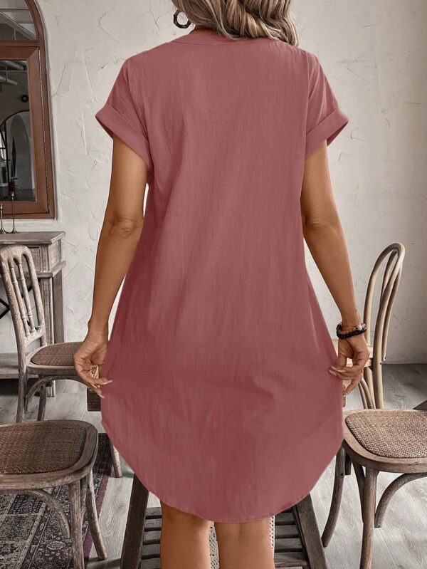 Vestido Mini Casual de Manga Corta con Botones Frontales - Image 30