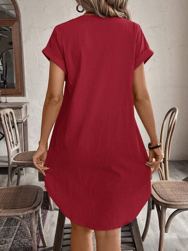 Vestido Mini Casual de Manga Corta con Botones Frontales - Image 44