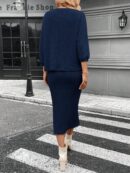 Conjunto de Remera y Falda Tubo con Textura de Punto