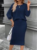 Conjunto de Remera y Falda Tubo con Textura de Punto