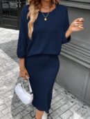Conjunto de Remera y Falda Tubo con Textura de Punto