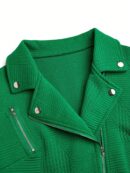 Chaqueta Moto Casual con Cierre y Solapa Texturada