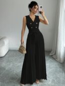 Mono Elegante de Doble Botonadura con Pliegues y Cinturón