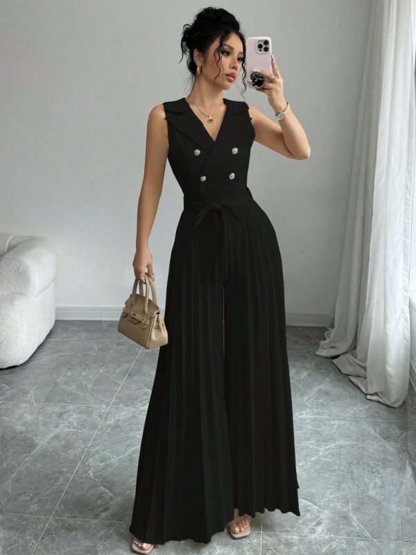 Mono Elegante de Doble Botonadura con Pliegues y Cinturón - Image 15
