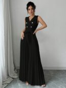 Mono Elegante de Doble Botonadura con Pliegues y Cinturón