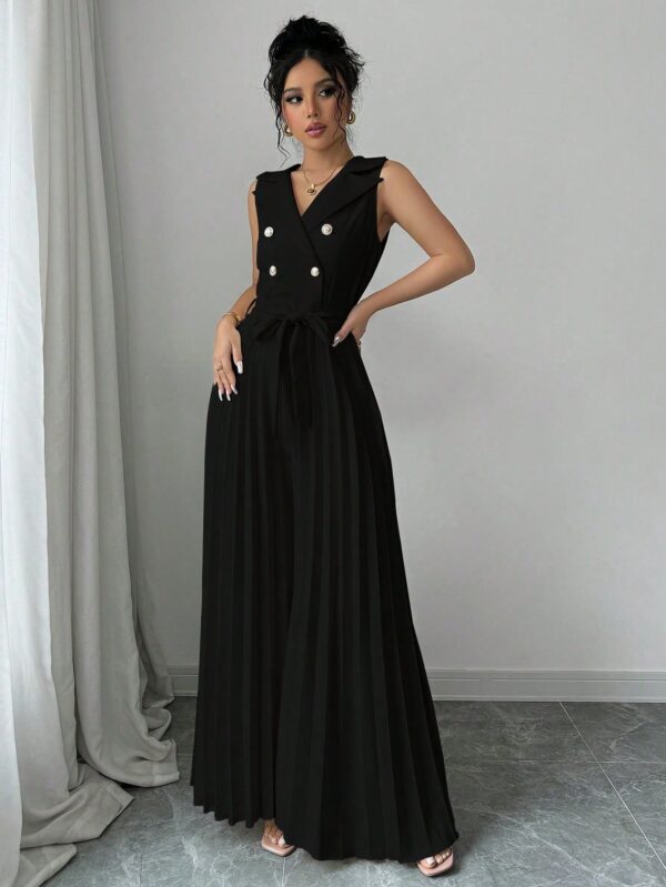 Mono Elegante de Doble Botonadura con Pliegues y Cinturón - Image 16