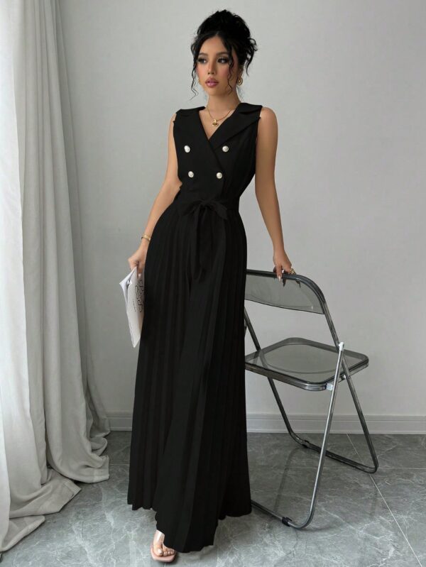 Mono Elegante de Doble Botonadura con Pliegues y Cinturón - Image 17