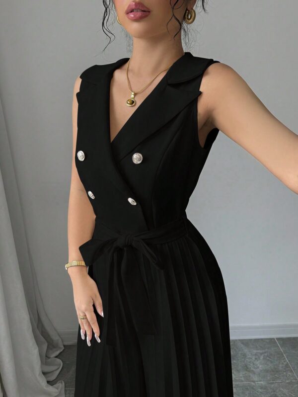 Mono Elegante de Doble Botonadura con Pliegues y Cinturón - Image 18