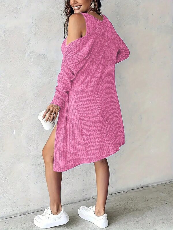 Conjunto de Vestido y Chaqueta en Tejido de Punto Azul - Image 16
