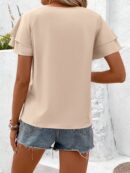 Camisa Casual de Verano con Mangas de Volantes en Color Sólido