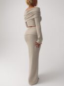 Conjunto Elegante de Top Off-Shoulder y Falda Sirena 2 Piezas