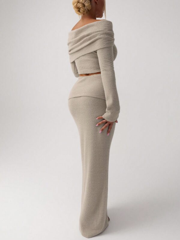 Conjunto Elegante de Top Off-Shoulder y Falda Sirena 2 Piezas - Image 8